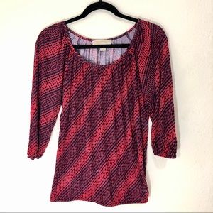Michael Kors Red & Navy Polka Dot Blouse Size M